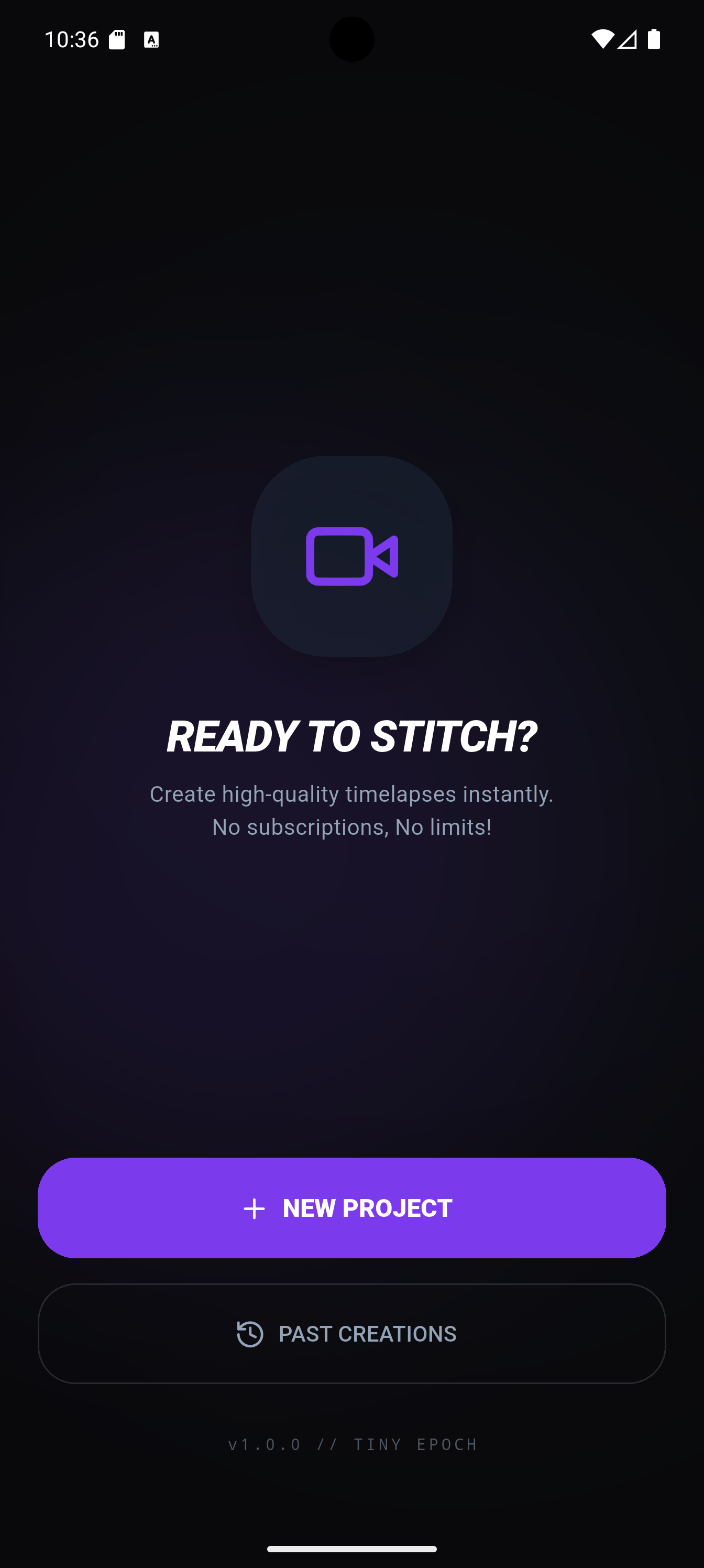 LapseMaker Home Screen